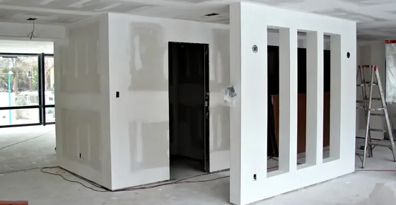 Partition making in Dubai: newly built gypsum partition walls in a villa