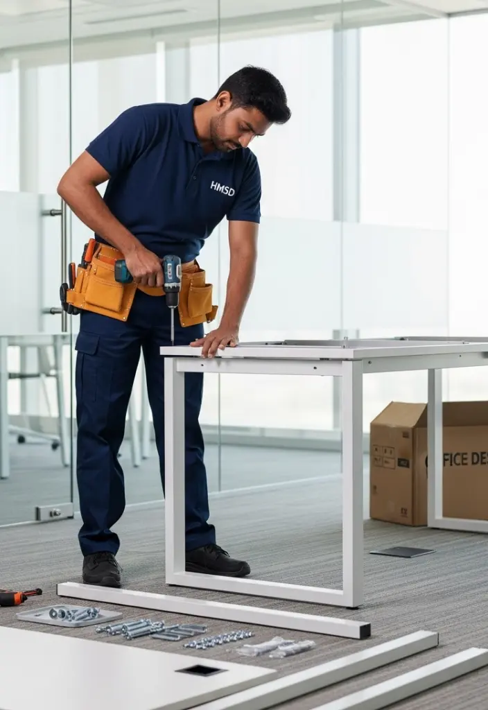 Handyman installing Amazon office furniture in Dubai