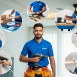 Electrician showcasing all ceiling fan services in Dubai, including installation, replacement, wiring, speed control repair, and balancing.