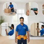 Carpenter installing closet services using tools in Dubai.