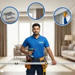 Handyman showcasing a full range of curtain installation services in Dubai