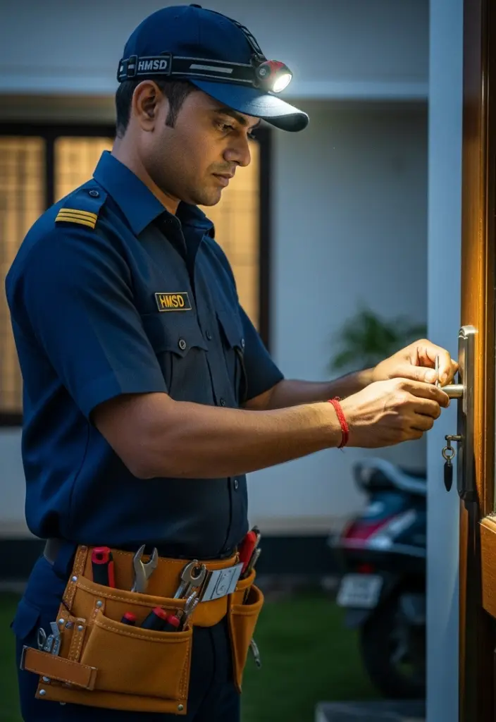 Handyman, unlock the door urgently.