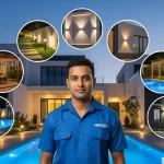Handyman representing all garden lighting services in Dubai, including pathway lights, wall-mounted fixtures, decorative lamps, and outdoor LED installations.