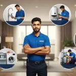 Plumber performing plumbing services in Dubai, repairing pipes, tightening fittings, and inspecting water lines to ensure smooth water flow and prevent leaks in homes and offices.
