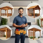 Beautiful wooden pergola installed in a Dubai outdoor space, offering shade, style, and expert carpentry for gardens, rooftops, and villa patios.